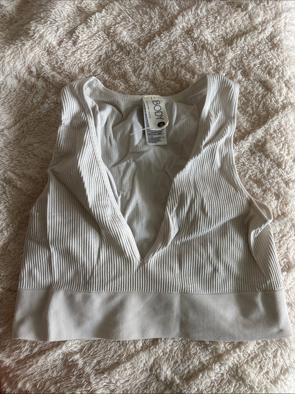 Cotton On Body Cream Ribbed V-Neck Crop Tank